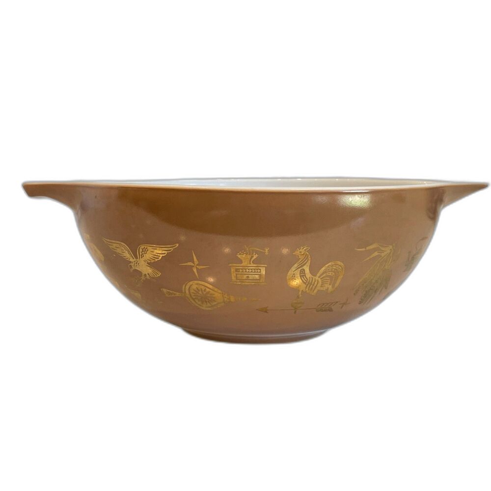 1970's 4Qt Early American Brown/Gold Cinderella Large 13" Pyrex Mixing Bowl #444